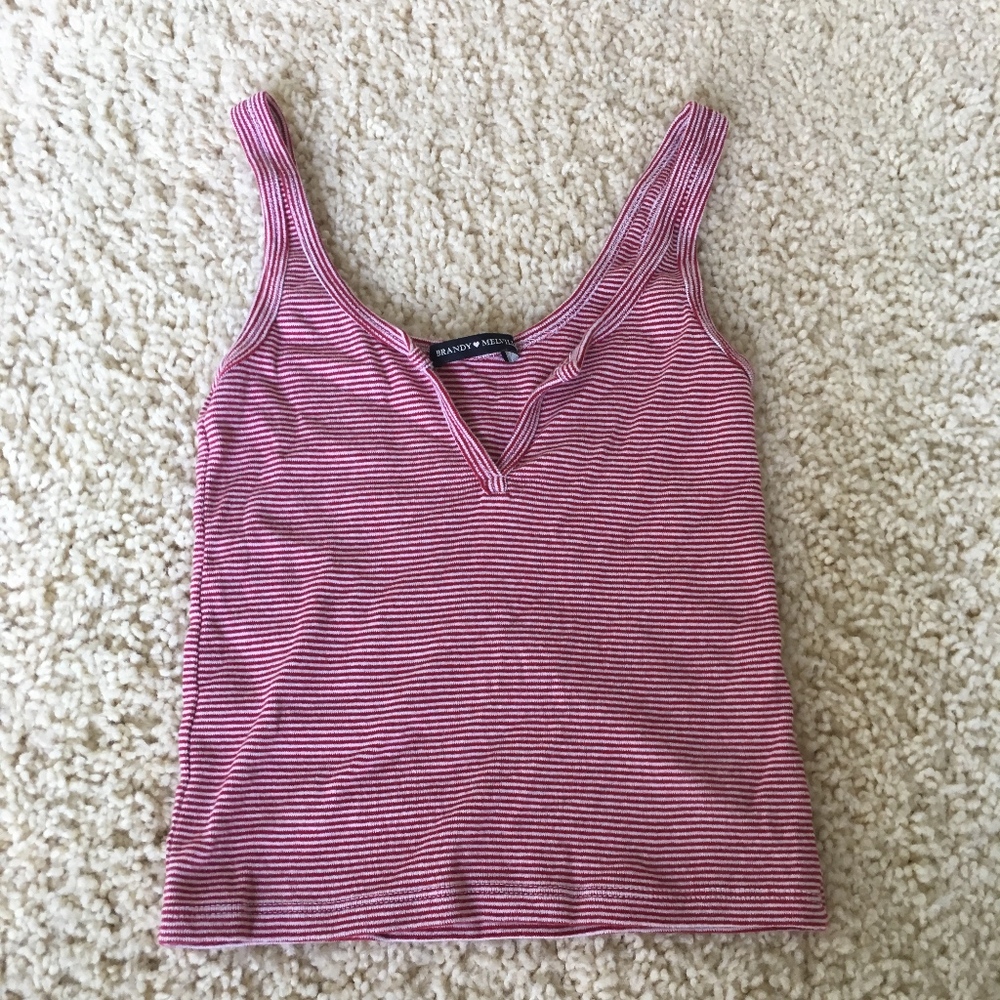 Red and White Striped Tank Top
